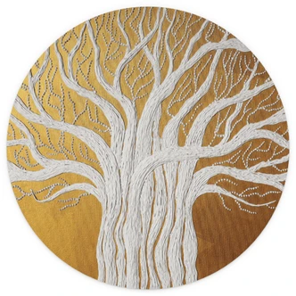 Wall Mural White tree of life abstract | Gold-white tree art - Grande - Round - non self-adhesive/self-adhesive wallpapers 
