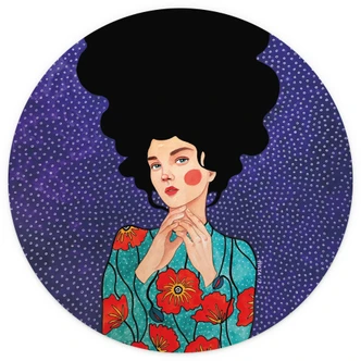 Fotomural Mujer vestida de amapola - Hülya - Redondo - Autoadhesivo/no tejido Fotomural Mujer vestida de amapola - Hülya - Redondo - Autoadhesivo/no tejido