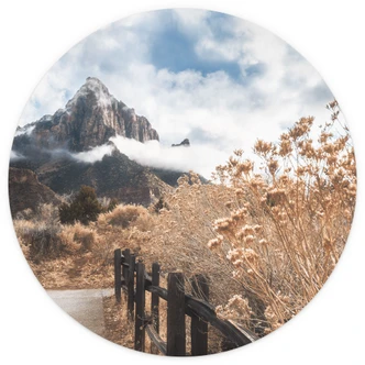 Fototapete Landschaft - Der Weg zum Gipfel - Iqbal - Rund - Selbstklebend/Vlies 