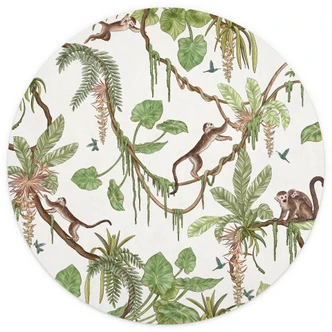 Fototapeta do pokoju dziecięcego małpia przygoda w dżungli - Kikki Belle - okrągła - samoprzylepna / nietkana 