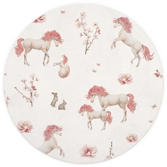 Sueño de unicornio en el país de las flores - Kikki Belle - fotomural redondo - Papel pintado autoadhesivo/no tejido 