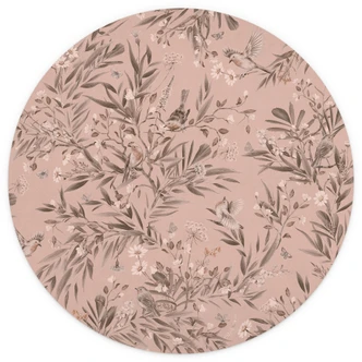 Fototapeta do pokoju dziecięcego ptaki i motyle na gałęziach - Kikki Belle - okrągła - samoprzylepna / nietkana 