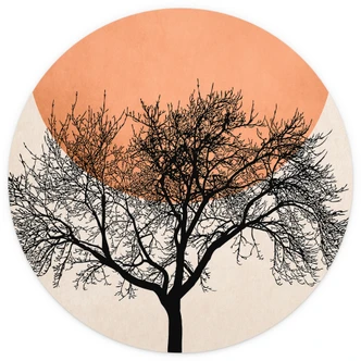 Tapet cirkel Vintermorgen i ferskenfarver - Kubistika - vliesetapet/selvklæbende non-woven tapet Tapet cirkel Vintermorgen i ferskenfarver - Kubistika - vliesetapet/selvklæbende non-woven tapet