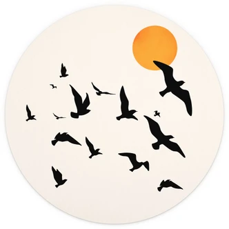 Tapet cirkel Trækfugle på vej sydpå - Kubistika - vliesetapet/selvklæbende non-woven tapet Tapet cirkel Trækfugle på vej sydpå - Kubistika - vliesetapet/selvklæbende non-woven tapet