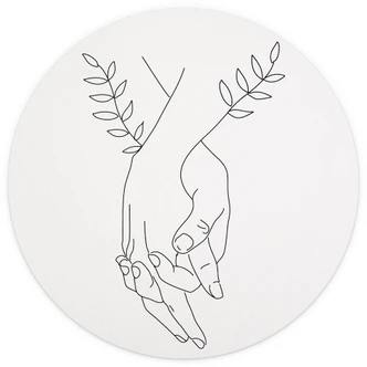 Fototapete Line Art - Liebespaar Händchen haltend - Lizde - Rund - Selbstklebend/Vlies 