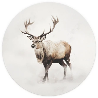Fotomural Motivo de invierno - Ciervo en invierno blanco - Magnusson - Redondo - Autoadhesivo/no tejido Fotomural Motivo de invierno - Ciervo en invierno blanco - Magnusson - Redondo - Autoadhesivo/no tejido
