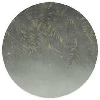 Jungle fototapet bregne i tågeskov i grøn - Ms Tiff - rund - selvklæbende/ikke-vævet 