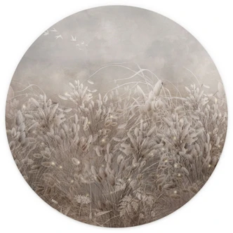 Fotobehang pampagras en grassen in beige - Ms Tiff - rond - zelfklevend / vlies 