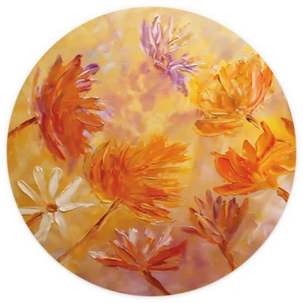 Fototapete Goldener Blütenrausch | Botanik Tapete - Pomata - Rund - Selbstklebend/Vlies 