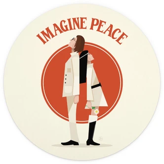 Papier peint Imagine Peace - Deux pour la paix et l'espoir - Retrodrome - Rond - papier peint intissé/papier peint intissé autocollant 