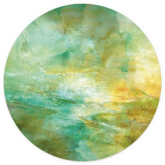 Fototapet Abstrakt horisont i limegrönt - Schmucker - Rund - Självhäftande/non-woven 