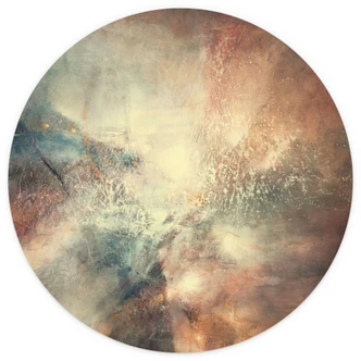 Fototapete Abstrakter Nebel im Goldlicht - Schmucker - Rund - Selbstklebend/Vlies 