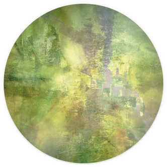 Fototapete Farbenspiel aus Goldgrün - Schmucker - Rund - Selbstklebend/Vlies 