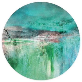 Fototapet Grönt fantasilandskap - Schmucker - Rund - Självhäftande/non-woven 