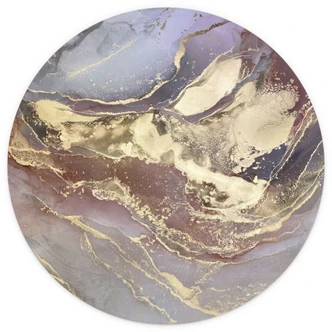 Fototapete mit Marmoreffekt - Edle Strukturen in Gold und Violett - Shelest - Rund - Selbstklebend/Vlies 