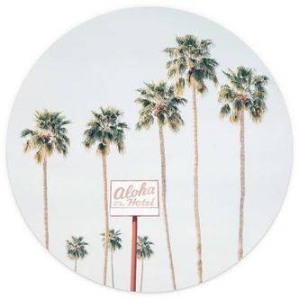 Fototapete Palmen am Hotel Aloha - Sisi & Seb - Rund - Selbstklebend/Vlies 