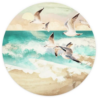 Fototapete Möwen am Strand - SpaceFrog Designs - Rund - Selbstklebend/Vlies Fototapete Möwen am Strand - SpaceFrog Designs - Rund - Selbstklebend/Vlies