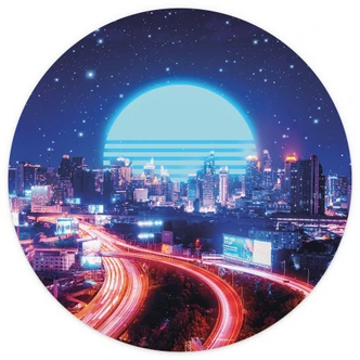 Round wall mural Cyber City Bangkok - Takkar - non self-adhesive/self-adhesive wallpapers 