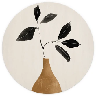 Wall Mural Branch in golden vase - ThingDesign - Round - Self-adhesive/non-woven 