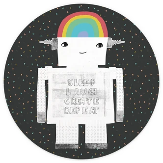 Fototapete Regenbogen-Roboter Sleep Laugh Create - Treechild - Rund - Selbstklebend/Vlies 