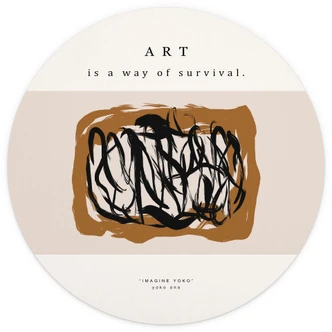 Fototapete Schwarze Pinselstriche - Imagine Yoko - Treechild - Rund - Selbstklebend/Vlies 