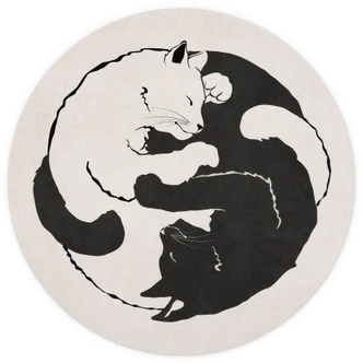 Fototapete Katzen Ying & Yang - Tunaboylu - Rund - Selbstklebend/Vlies 