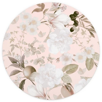 Fototapete Boho-Illustration mit Blumen und Früchten - UN Designs - Rund - Selbstklebend/Vlies 