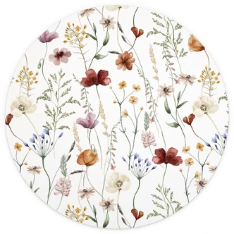 Flores silvestres de colores - fotomural floral - Diseños ONU - Redondo - Papel pintado autoadhesivo/no tejido 