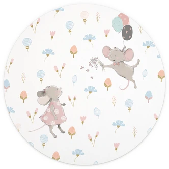 Kinderzimmer Fototapete - Kleine Mäuse mit Luftballons - UN Designs - Rund - Selbstklebend/Vlies 