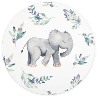 Papier peint photo rond Bébé éléphant mignon entre des branches boho - UN Designs - papier peint intissé/papier peint intissé autocollant 