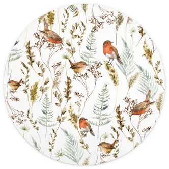 Fototapete Spatzen und Rotkehlchen - Vogeltapete - UN Designs - Rund - Selbstklebend/Vlies 