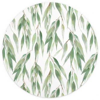 Fototapete Zweige mit grünen Blättern - UN Designs - Rund - Selbstklebend/Vlies 