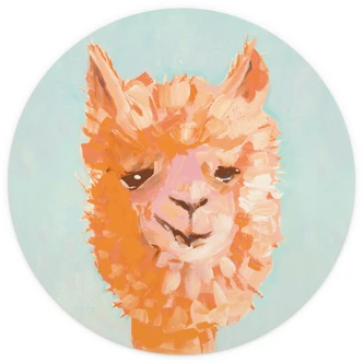 Fototapete mit Tiermotiv - Oranges Alpaca - Zwara - Rund - Selbstklebend/Vlies 