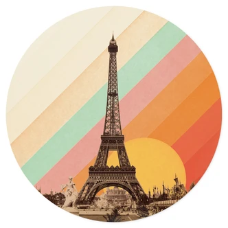 Adesivo murale Bodart - Torre Eiffel retrò con arcobaleno 
