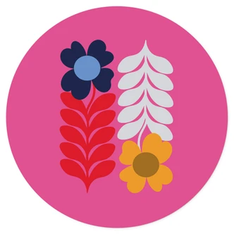 Wandtattoo Collett - Bunte Retroblumen - Rund 