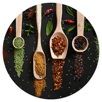 Sticker Mural Herbes et épices sur une cuillère en bois - Dingemans Sticker Mural Herbes et épices sur une cuillère en bois - Dingemans