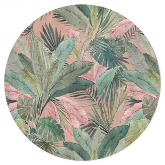 Wandtattoo Tropenblätter im Dschungel Rosa - Bloomery Decor - Rund 