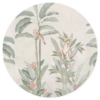 Wandtattoo Tropischer Wald mit Kakadus - Bloomery Decor - Rund 