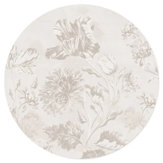 Wandtattoo Wildblumen in Kreide-Optik Greige - Bloomery Decor - Rund 