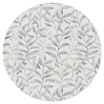 Wandtattoo Zarte Aquarell-Blätter - Soft Grau - Bloomery Decor - Rund 