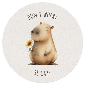 Capybara Wallsticker - Oroa dig inte vara capy - Rund 