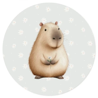 Adesivo murale con margherite di Capibara - Rotondo 