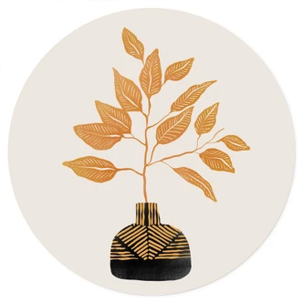 Naklejka na ścianę Złota gałąź z liśćmi - Cats & Dotz - Okrągła Naklejka na ścianę Złota gałąź z liśćmi - Cats & Dotz - Okrągła