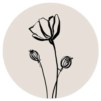 Naklejka na ścianę Line Art Poppy - Cats & Dotz - okrągła Naklejka na ścianę Line Art Poppy - Cats & Dotz - okrągła