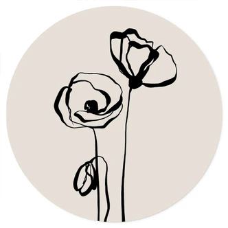 Naklejka na ścianę Line Art Two Poppies - Cats & Dotz - Round Naklejka na ścianę Line Art Two Poppies - Cats & Dotz - Round