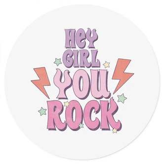 Muursticker Hey girl you rock - Rond 