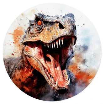 Dinosaurus Muursticker T-Rex: Het wilde gezicht van de prehistorie - Jaszke - Rond Dinosaurus Muursticker T-Rex: Het wilde gezicht van de prehistorie - Jaszke - Rond