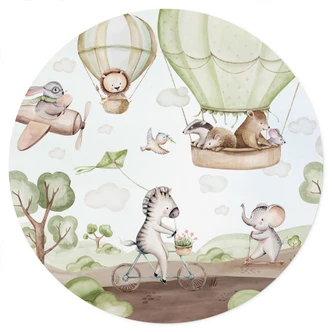 Naklejka na ścianę do pokoju dziecięcego Balonowa przejażdżka przyjaciół zwierząt - Kvilis - Round 