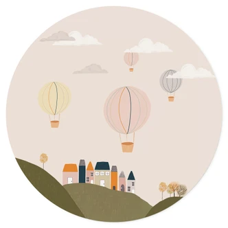 Wall sticker Colorful hot air balloons in the sky - Menina Lisboa - Round 