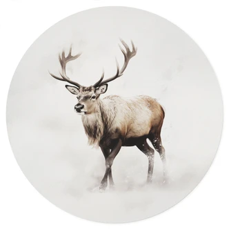 Muursticker Hert in witte winter - Magnusson - Rond Muursticker Hert in witte winter - Magnusson - Rond